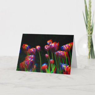 Rainbow Blur Digital Art Tulips Greeting Card