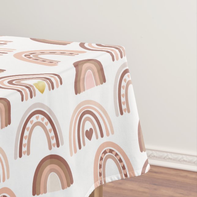Rainbow Blush Gold Baby Shower  Tablecloth (In Situ)