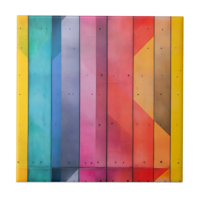 Rainbow Board Pattern Ceramic Tile (Front)
