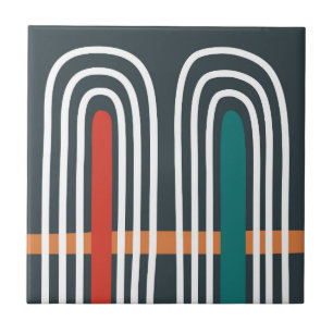 Rainbow boho art abstract design ceramic tile