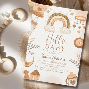Rainbow Boho Baby Shower Gender Neutral Invitation