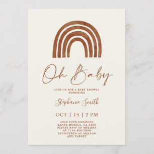 Rainbow Boho Baby Shower Invitation
