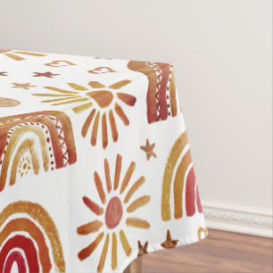 Rainbow Boho Birthday Baby Shower Gender Neutral Tablecloth