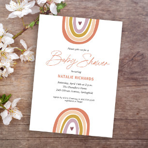 Rainbow Boho Blush Peach Baby Shower Invitation