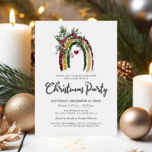 Rainbow Boho Christmas Holiday Party Invitation