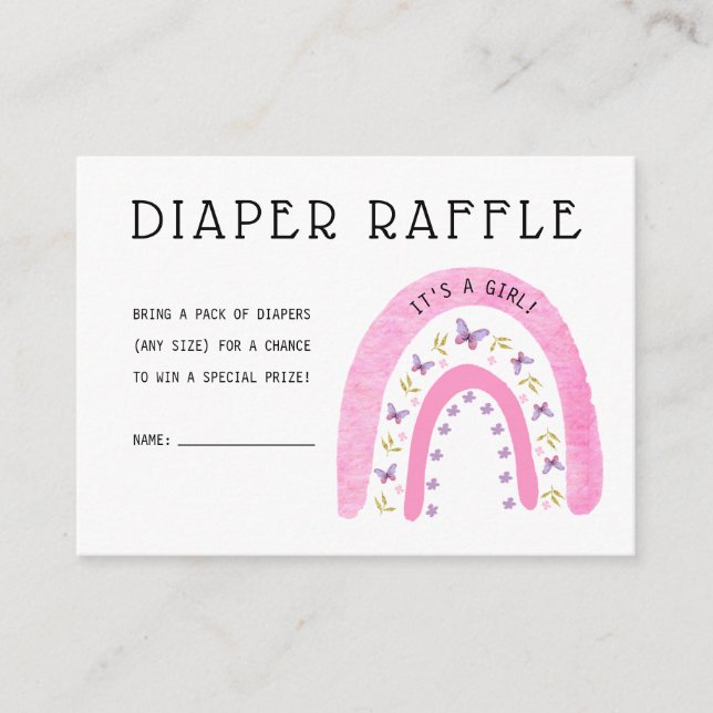 Rainbow Boho Diaper Raffle Ticket Enclosure Card (Front)