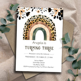 Rainbow Boho Floral 2nd Birthday  Invitation