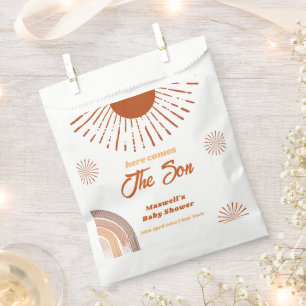 Rainbow Boho Here Comes The Son Baby Shower  Favour Bag