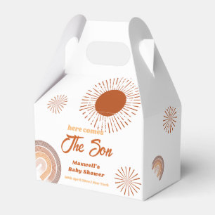 Rainbow Boho Here Comes The Son Baby Shower  Favour Box