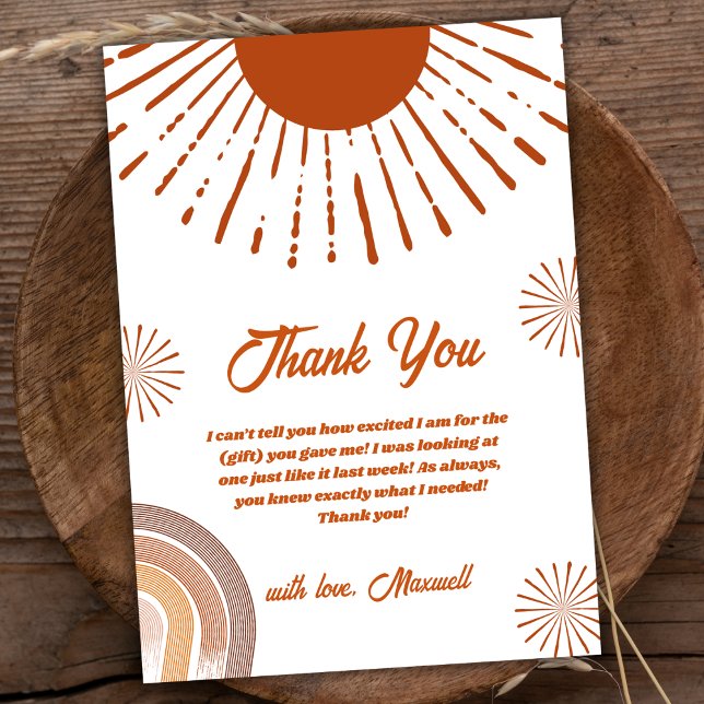 Rainbow Boho Here Comes The Son Baby Shower  Thank You Card (Rainbow Boho Here Comes The Son Baby Shower Thank You Card)