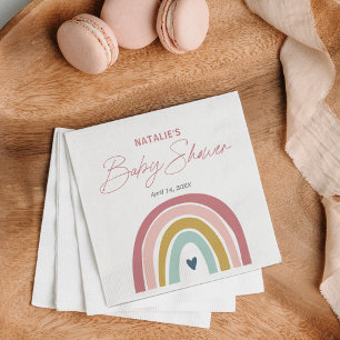 Rainbow Boho Pink Blue Baby Shower Napkin