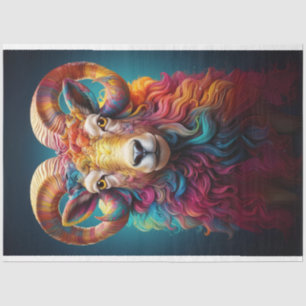 Rainbow Boho Ram Decoupage  Tissue Paper