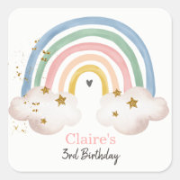 Rainbow Boho Sticker Pastel Rainbow Birthday