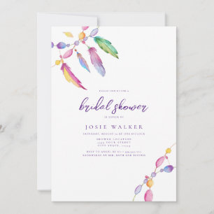 Rainbow Boho Themed Bridal Shower Invitation