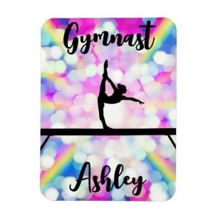 Rainbow Bokeh Blast Gymnastics Beam Personalised Magnet
