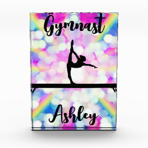 Rainbow Bokeh Blast Gymnastics Beam Personalised   Photo Block