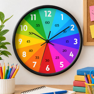 Rainbow Bold Colour Palette Learn to Tell Time Kid Clock