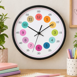Rainbow Bold Colour Palette Learn to Tell Time Kid Clock