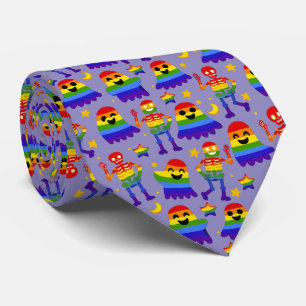 🦇🌈 Rainbow Bones & Stars Tie