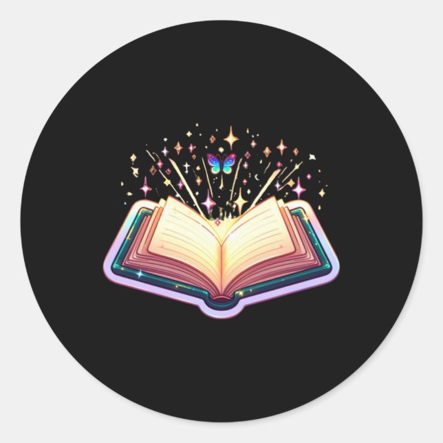 Rainbow Book  Classic Round Sticker (Front)