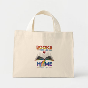 Rainbow Book Home Tiny Tote Bag: LGBTQ+ Book Lover