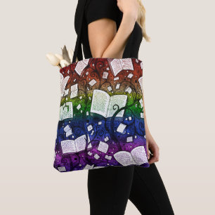 Rainbow Books Background Tote Bag