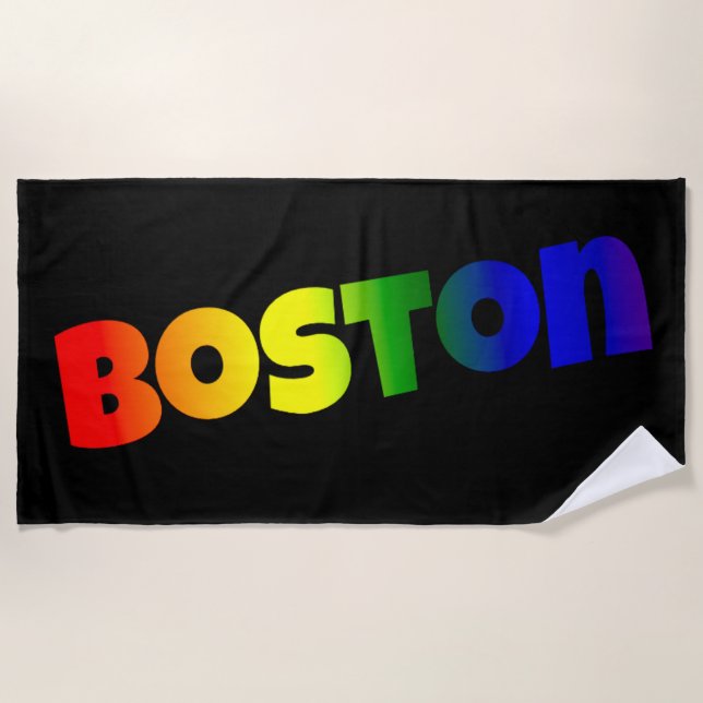 Rainbow Boston Beach Towel (Front)