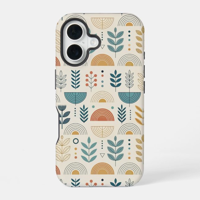 Rainbow Botanical Minimalist iPhone 16 Case (Back)