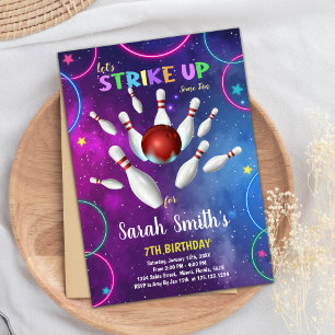 Rainbow Bowling Birthday Invitation