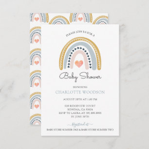 Rainbow Boy Baby Shower Digital Download Invitation