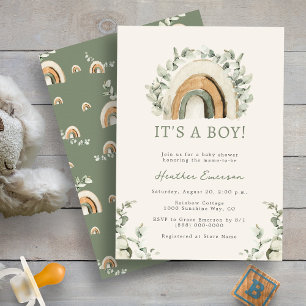Rainbow Boy Baby Shower Invitation