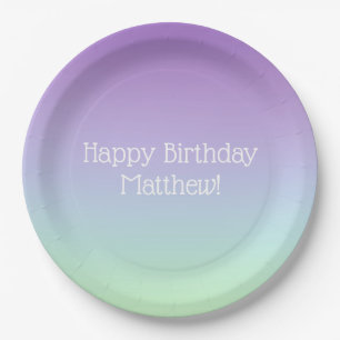 Rainbow Boy Birthday Party Paper Plate