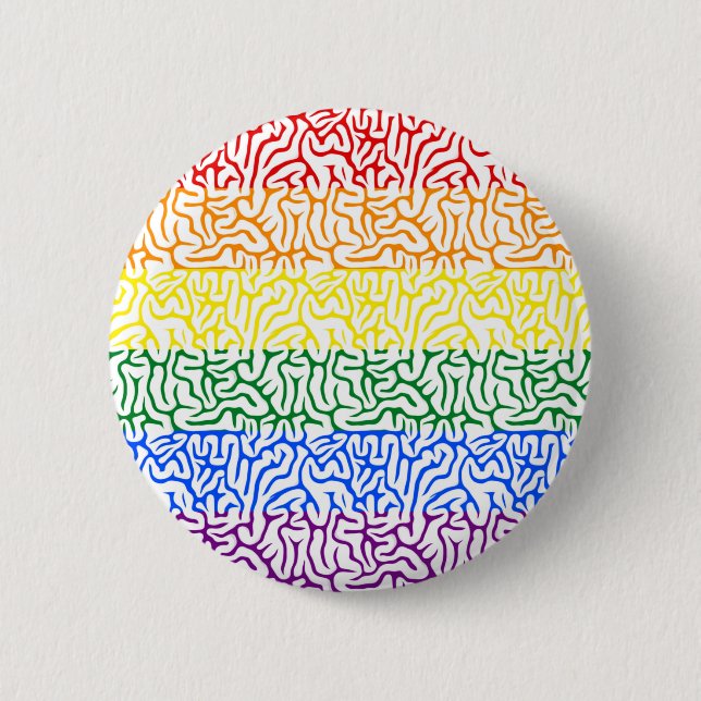 Rainbow Brain Gay Pride Button (Front)