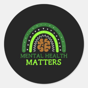 Rainbow Brain Mental Health S Awareness Classic Round Sticker