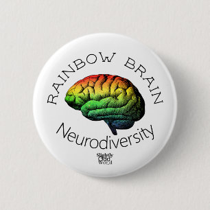 "Rainbow Brain" Neurodiversity/ Autism/ ADHD 6 Cm Round Badge