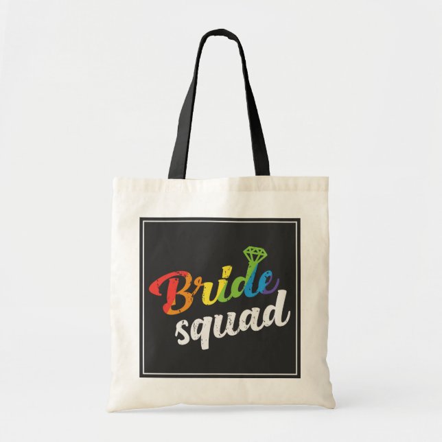 Rainbow Bridal Party Pride Wedding Favour Tote Bag (Front)