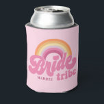 Rainbow Bride Tribe Retro Personalised Can Cooler<br><div class="desc">Rainbow Bride Tribe Retro Personalised Can Cooler</div>