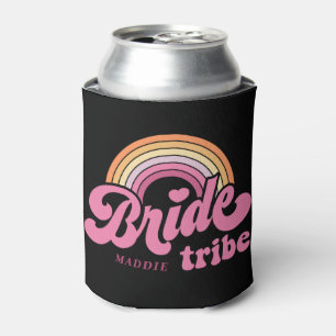 Rainbow Bride Tribe Retro Personalised Can Cooler