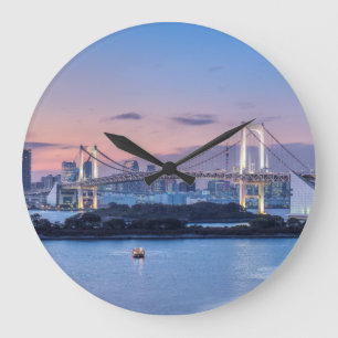 Rainbow Bridge at twilight Large Clock