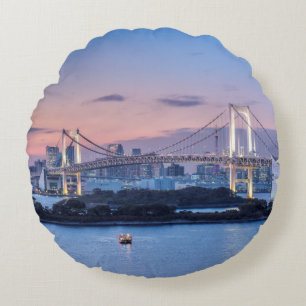 Rainbow Bridge at twilight Round Cushion