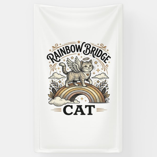 Rainbow Bridge Cat Cat Memorial Rainbow Bridge Vin Banner (Vertical)
