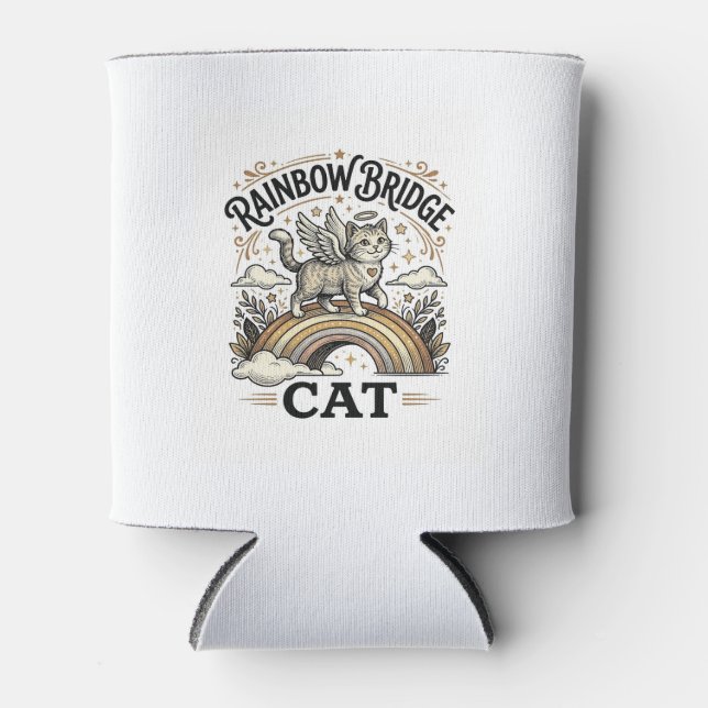 Rainbow Bridge Cat Cat Memorial Rainbow Bridge Vin Can Cooler (Front)
