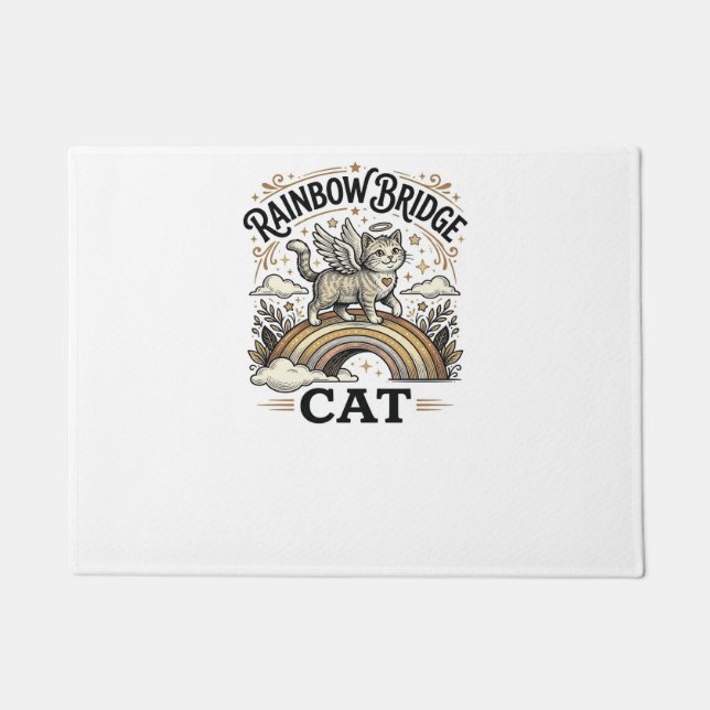 Rainbow Bridge Cat Cat Memorial Rainbow Bridge Vin Doormat (Front)