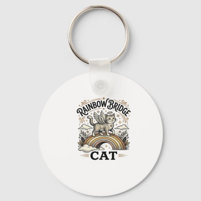 Rainbow Bridge Cat Cat Memorial Rainbow Bridge Vin Key Ring (Front)