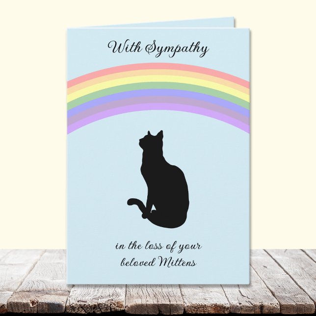 Rainbow Bridge Cat Silhouette Cat Sympathy Cards (Creator Uploaded)
