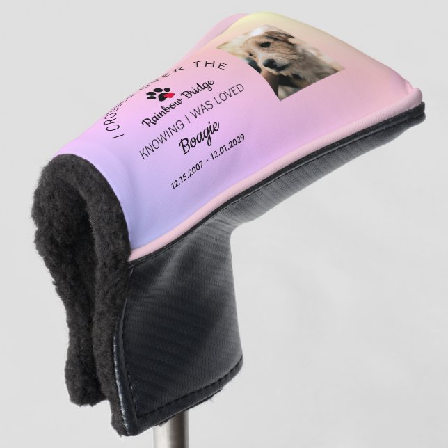 Rainbow Bridge Custom Photo Pet Memorial Putter Golf Head Cover (3/4 Front)