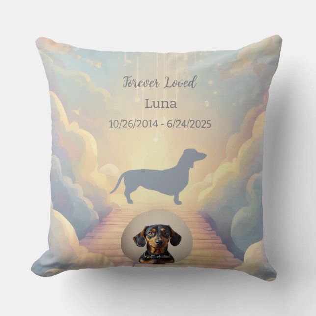 Rainbow Bridge Dachshund Memorial Pillow Custom (Front)