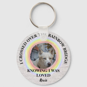Rainbow Bridge Dog memorial, Custom photo & Name Key Ring