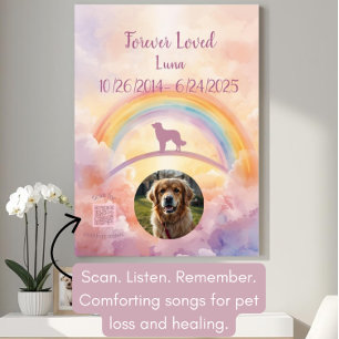 Rainbow Bridge Dog Memorial QR Code Music Poster