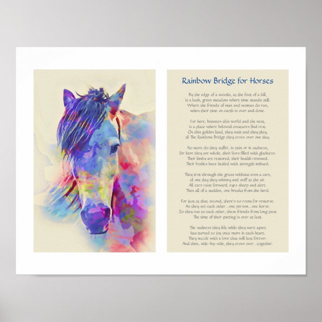 Rainbow Bridge for Horses Sympathy Poster (Front)